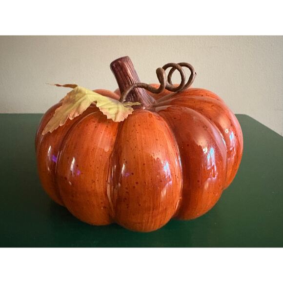 Fall Decor Wobble Spring Neck Metal Turkey and Ceramic Pumpkin - Picture 6 of 8